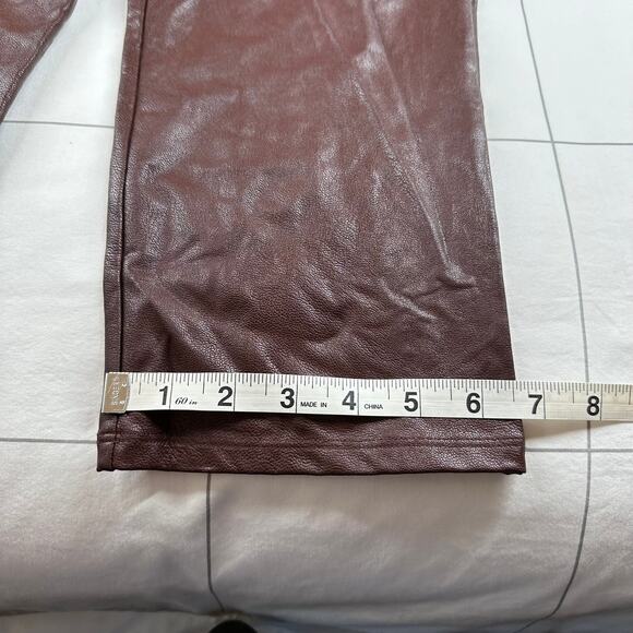 Commando Pants Womens Medium Oxblood Brown Faux Leather Vegan Paperbag Waist - Picture 11 of 12